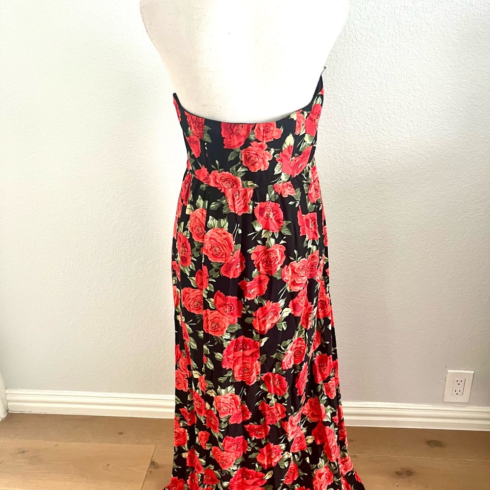 Forever 21 Black Strapless Maxi Dress with Red Rose Print - Picture 2 of 3